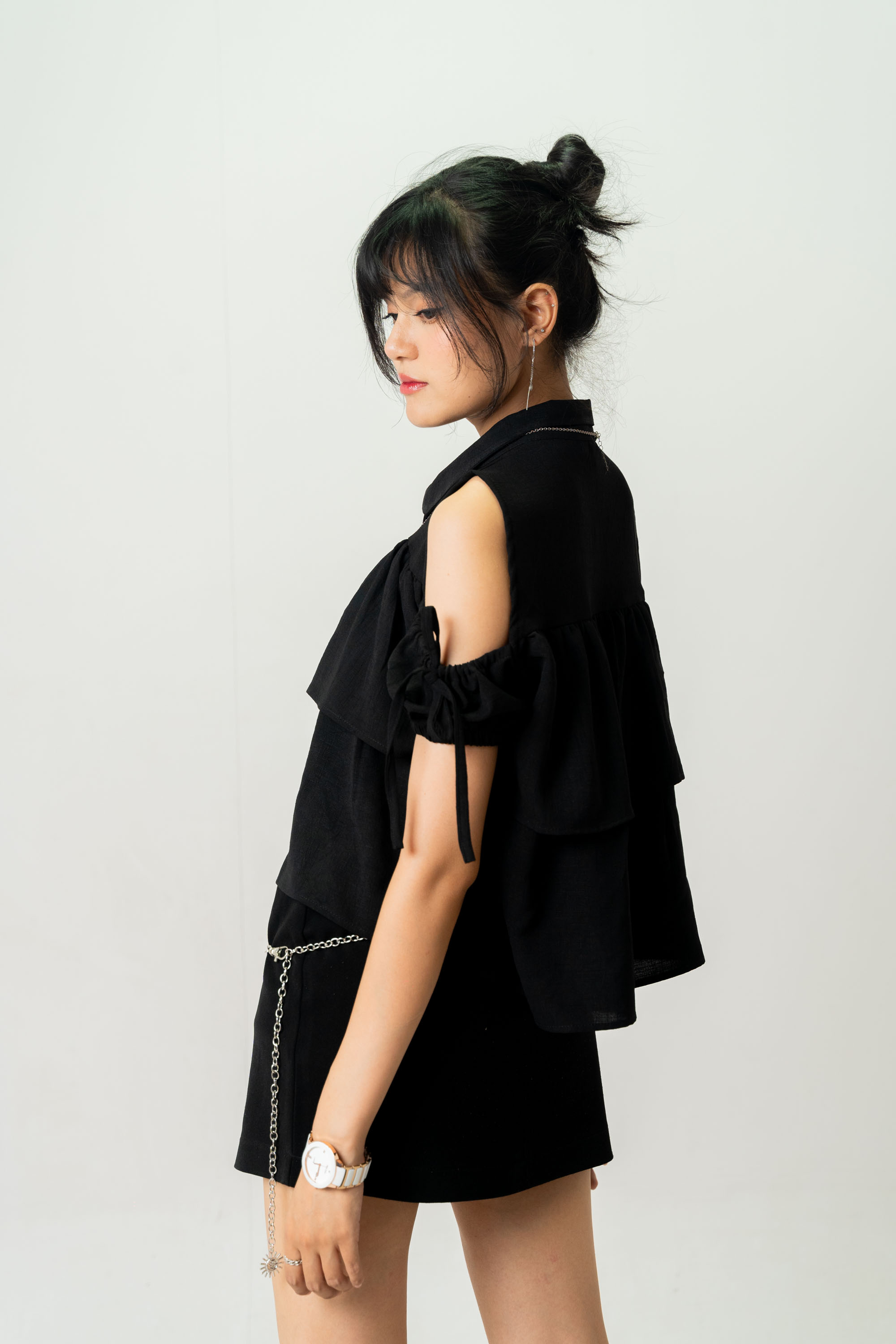 Aurora Black Ruffled Top